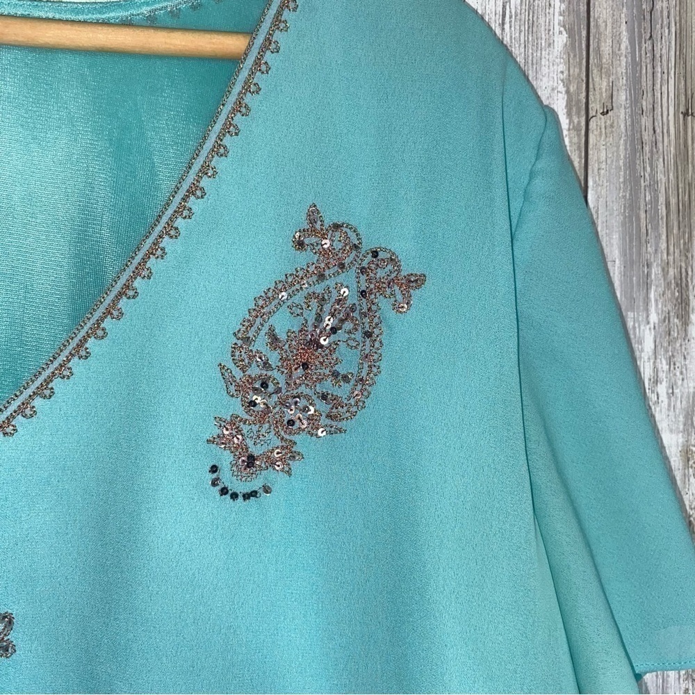 Lane Bryant Light Blue Sequin Blouse - Picture 3 of 5